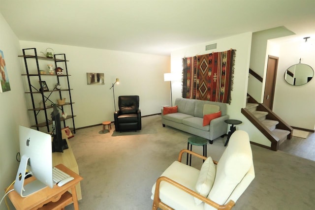 525 Walnut Grove Dr, Madison, WI 53717 - living room featuring stairs, carpet, and baseboards