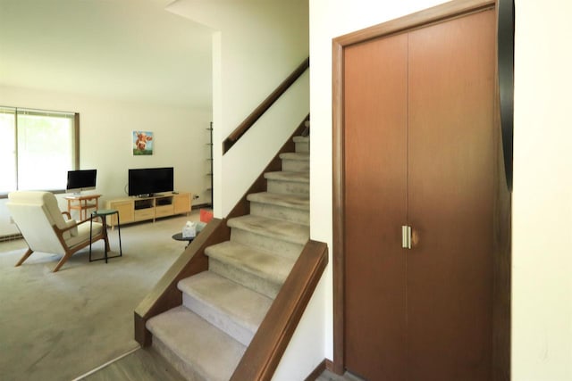 525 Walnut Grove Dr, Madison, WI 53717 - stairs featuring carpet floors
