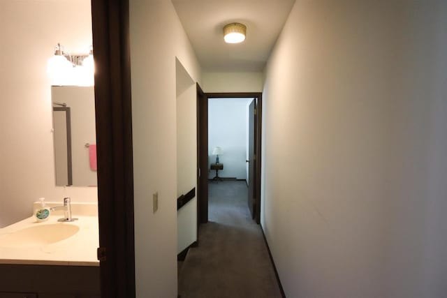 525 Walnut Grove Dr, Madison, WI 53717 - hall with a sink and carpet flooring
