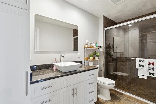 4441 N John Paul Rd, Milton, WI 53546 - bathroom with vanity, toilet, and a shower stall