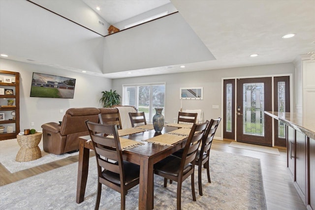 4441 N John Paul Rd, Milton, WI 53546 - dining room with light wood-style flooring, recessed lighting, and baseboards