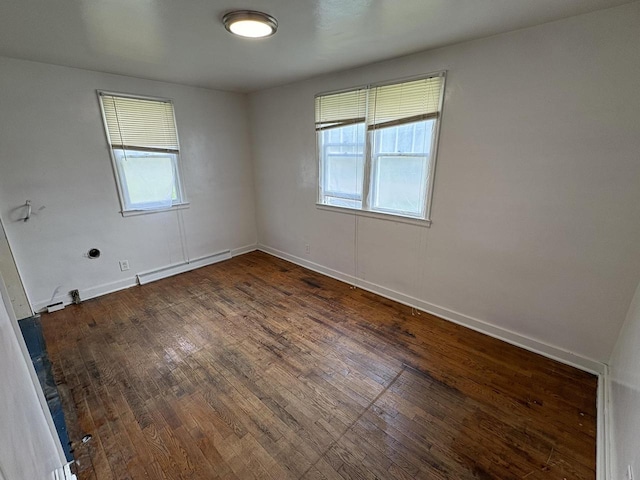 230 Park Ave, Wisconsin Rapids, WI 54495 - spare room featuring a baseboard heating unit, dark wood finished floors, and baseboards