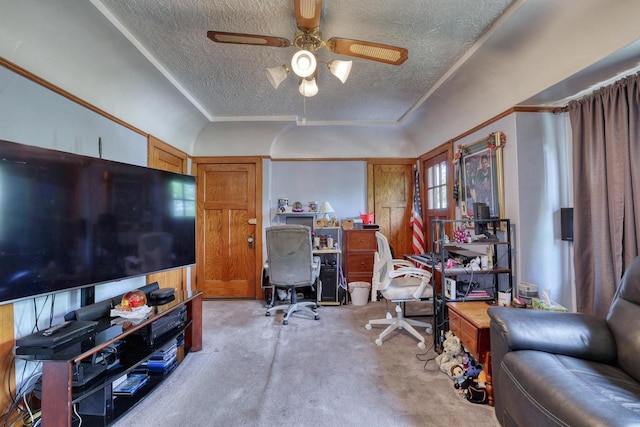 1107 S 71st St Unit 1109, West Allis, WI 53214 - office featuring a textured ceiling, light colored carpet, and ceiling fan