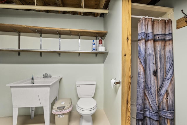 E1424 N Lake Rd, Iola, WI 54945 - full bath featuring toilet and curtained shower