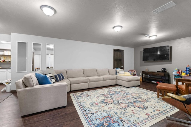 4835 W Jack Pine Ct, Appleton, WI 54913 - living room with dark wood-style floors and a textured ceiling