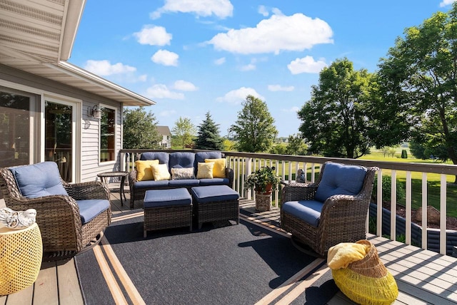 N2068 Alphorn Rd, Monroe, WI 53566 - wooden deck with an outdoor living space