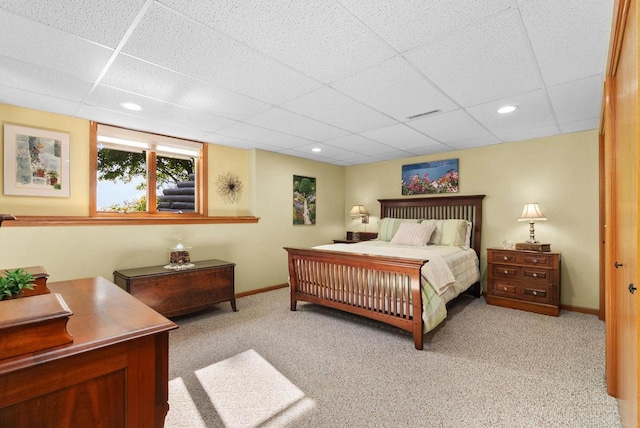 N2068 Alphorn Rd, Monroe, WI 53566 - carpeted bedroom featuring a drop ceiling and recessed lighting