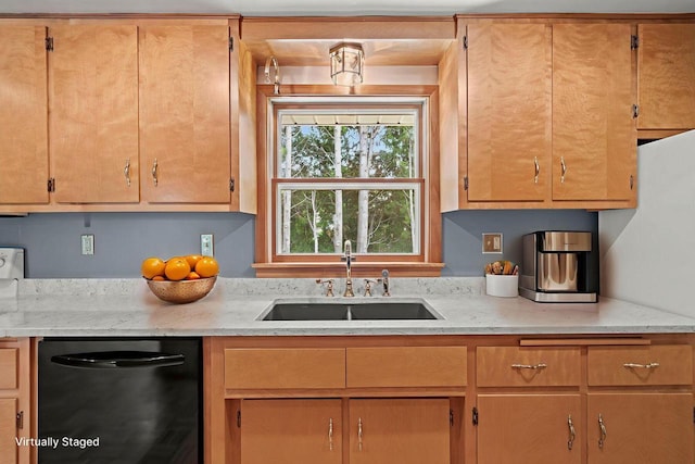 600 Lombard Ave, Racine, WI 53402 - kitchen with a sink, dishwasher, and light stone countertops