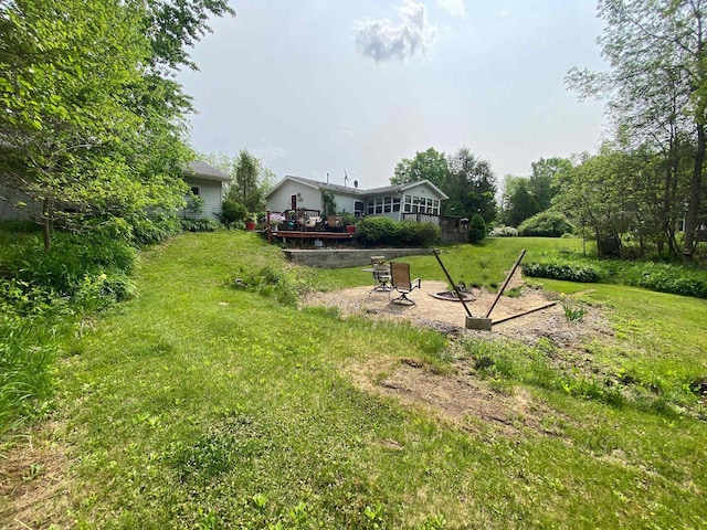 8001 Waschbisch Rd, Oconto Falls, WI 54154 - view of green lawn with a wooden deck