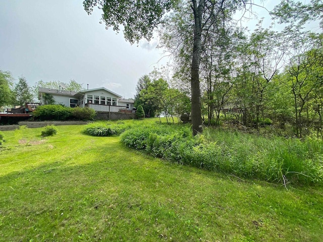 8001 Waschbisch Rd, Oconto Falls, WI 54154 - view of grassy yard with a deck