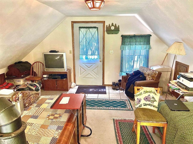 16651 Dolittle Ln, Townsend, WI 54175 - living area with vaulted ceiling and carpet floors