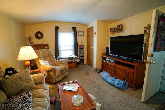 134 Attewell St Unit 54, Mauston, WI 53948 - living room with carpet flooring, vaulted ceiling, and ornamental molding
