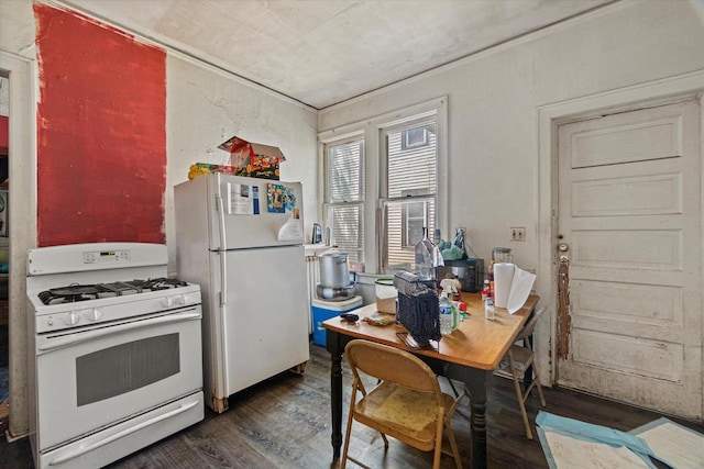 1718 W Washington St Unit 1720, Milwaukee, WI 53204 - kitchen with white appliances, wood finished floors, and an office area