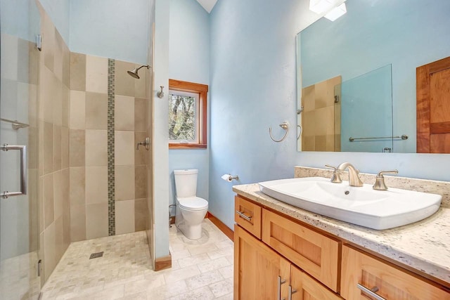 3857 Lake Lucerne Dr, Crandon, WI 54520 - full bathroom featuring a shower stall, vanity, and toilet