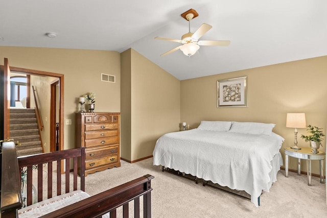 7338 Blue Maple Trl, Madison, WI 53719 - bedroom featuring lofted ceiling, carpet flooring, baseboards, and a ceiling fan
