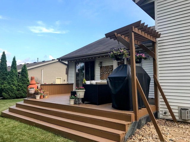 7338 Blue Maple Trl, Madison, WI 53719 - deck featuring a grill and a pergola