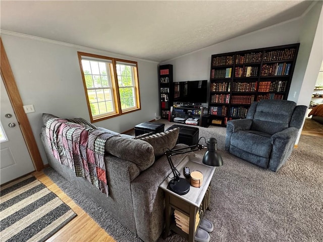 1311 W Northstar Ln, Eau Claire, WI 54703 - living area with vaulted ceiling, wood finished floors, and crown molding