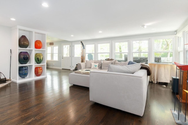 W347N6122 Rd I, Oconomowoc, WI 53066 - living area featuring dark wood-type flooring, recessed lighting, and baseboards