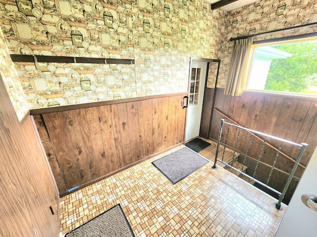 5609 Two Creeks Rd, Two Rivers, WI 54241 - entryway with a wainscoted wall and wood walls