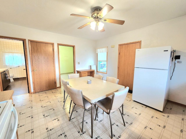 5609 Two Creeks Rd, Two Rivers, WI 54241 - dining area with light floors, healthy amount of natural light, and ceiling fan