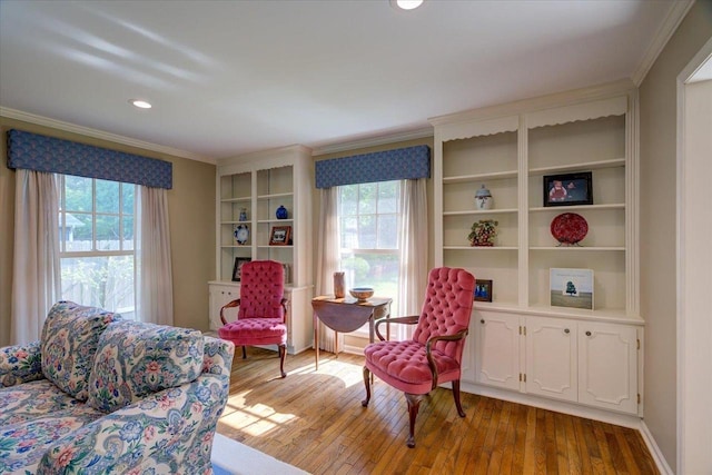 101 Everglade Dr, Madison, WI 53717 - living area featuring crown molding, wood finished floors, and recessed lighting