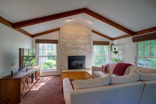 101 Everglade Dr, Madison, WI 53717 - living area featuring healthy amount of natural light and a stone fireplace