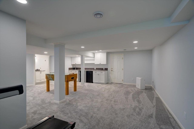 101 Everglade Dr, Madison, WI 53717 - unfurnished living room with light carpet, recessed lighting, and baseboards