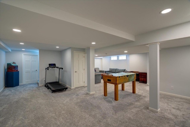 101 Everglade Dr, Madison, WI 53717 - recreation room featuring recessed lighting, carpet flooring, and baseboards