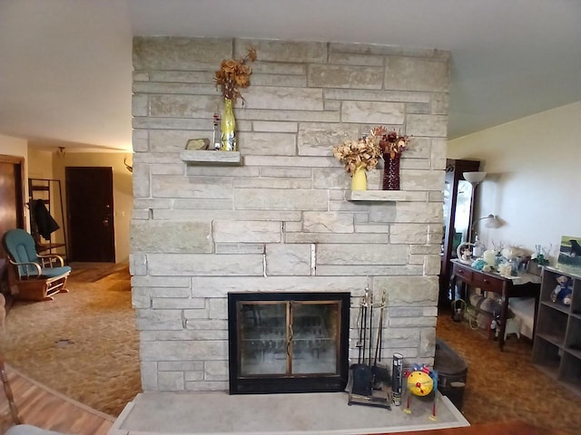 2048 County Road Q, Pound, WI 54161 - detailed view of a stone fireplace and carpet floors