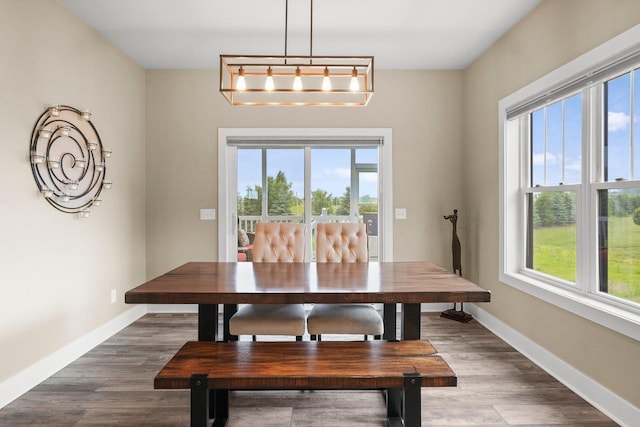 6249 Fountainhead Cir, Deforest, WI 53532 - dining area featuring healthy amount of natural light, dark wood-type flooring, and baseboards