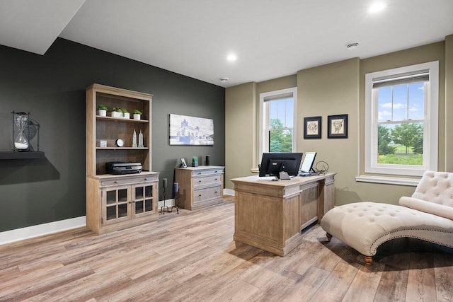 6249 Fountainhead Cir, Deforest, WI 53532 - office with light wood-type flooring, recessed lighting, and baseboards