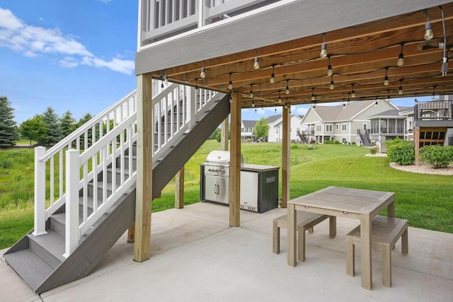 6249 Fountainhead Cir, Deforest, WI 53532 - view of patio / terrace featuring stairway and a residential view