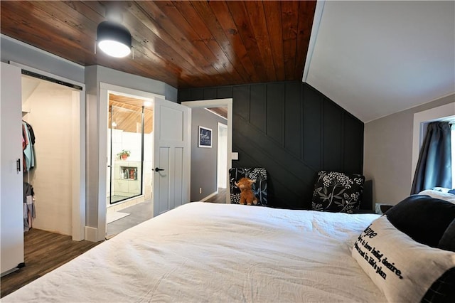 54675 Cudworth Ave, Grand View, WI 54839 - bedroom with vaulted ceiling, wood finished floors, and wooden ceiling