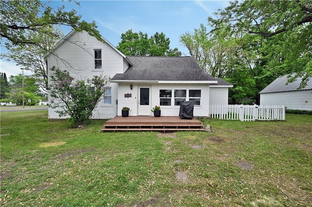 54675 Cudworth Ave, Grand View, WI 54839 - rear view of house with a wooden deck