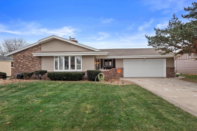 1615 Hickory St, South Milwaukee, WI 53172 - view of front of house featuring brick siding, an attached garage, driveway, a front lawn, and a shingled roof