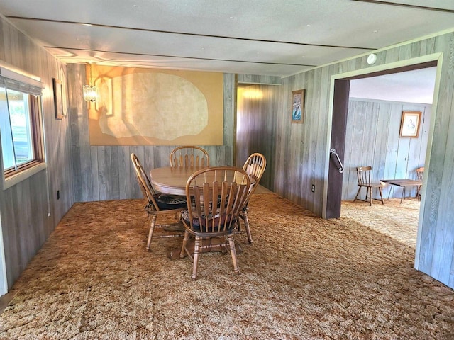 W5677 Alice Ln, New Lisbon, WI 53950 - carpeted dining room with wood walls