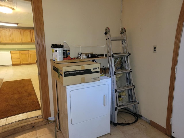 W2671 State Highway 64 E, White Lake, WI 54491 - laundry area with washer / clothes dryer and light tile patterned flooring