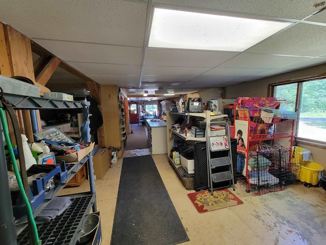 W2671 State Highway 64 E, White Lake, WI 54491 - below grade area featuring a paneled ceiling