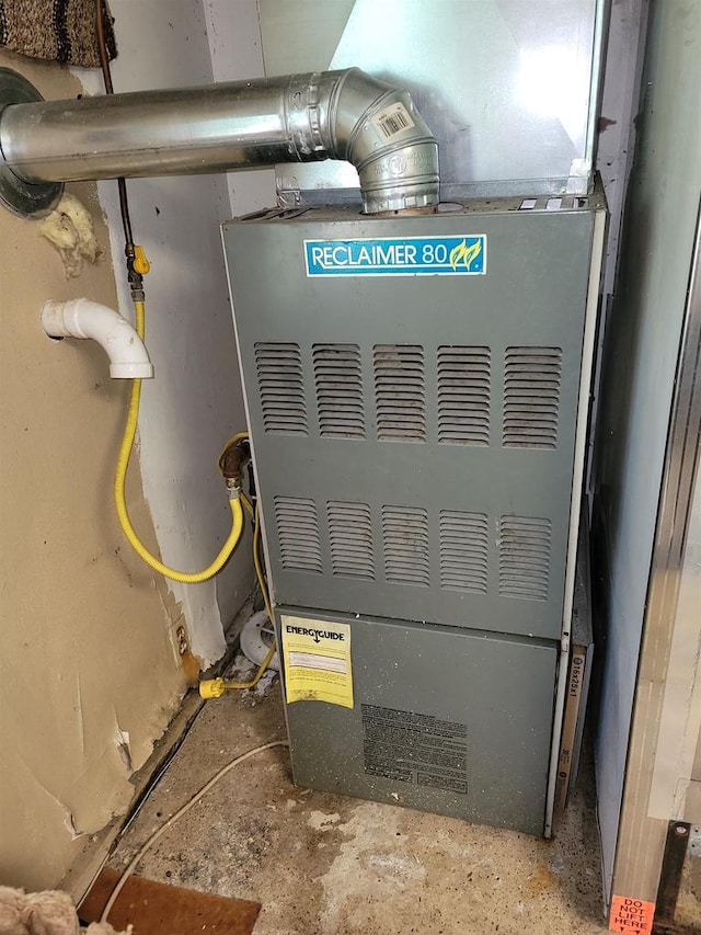 W2671 State Highway 64 E, White Lake, WI 54491 - utility room featuring heating unit