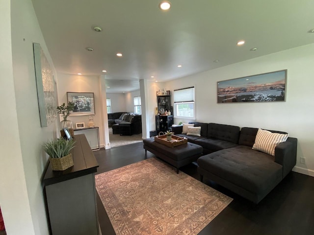 540 W Manor Cir, Bayside, WI 53217 - living room with recessed lighting and dark wood-style flooring