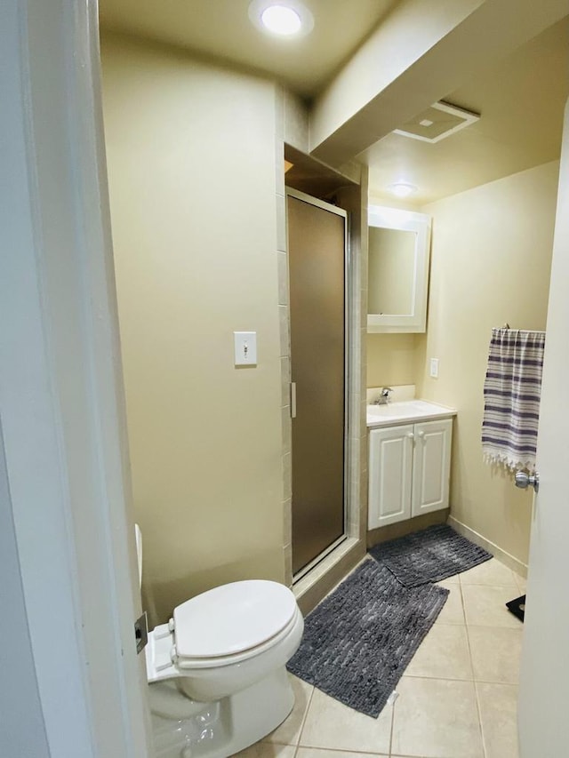 540 W Manor Cir, Bayside, WI 53217 - bathroom with vanity, a shower stall, and tile patterned flooring