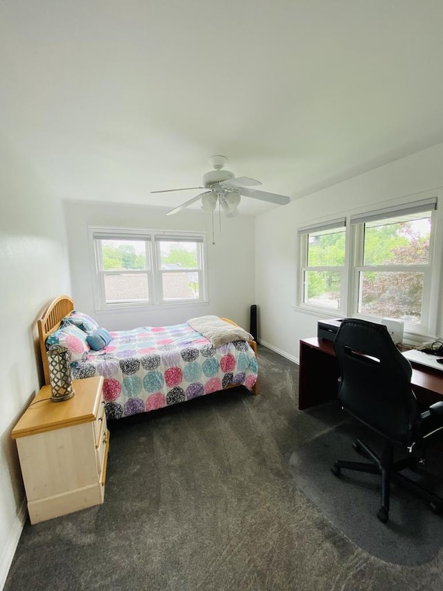 540 W Manor Cir, Bayside, WI 53217 - bedroom featuring carpet flooring, multiple windows, and ceiling fan