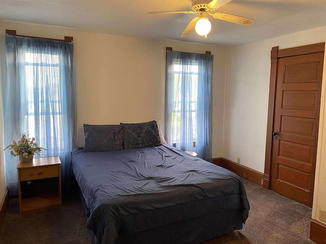352 N Harrison St, Lancaster, WI 53813 - carpeted bedroom featuring multiple windows and a ceiling fan
