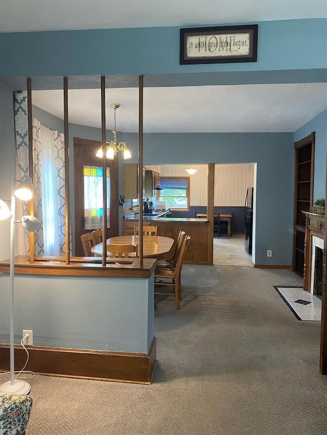 352 N Harrison St, Lancaster, WI 53813 - dining room with carpet and a chandelier