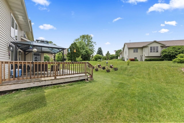 104 Chapel Hill Dr, Johnson Creek, WI 53038 - view of grassy yard with a gazebo and a wooden deck