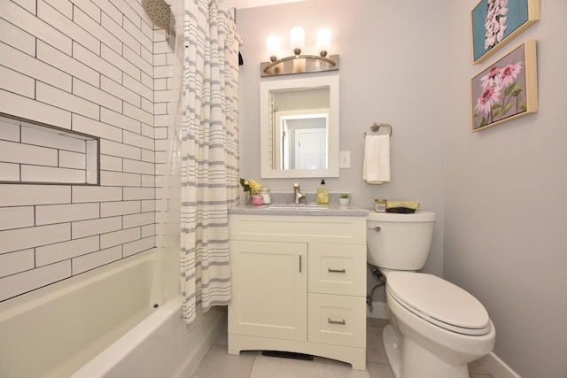 7062 N 46th St, Milwaukee, WI 53223 - bathroom with tile patterned floors, shower / bathtub combination with curtain, and vanity