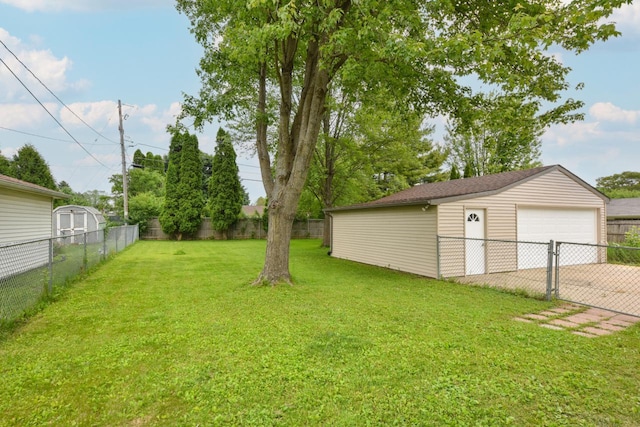 7062 N 46th St, Milwaukee, WI 53223 - fenced backyard featuring a garage and an outdoor structure