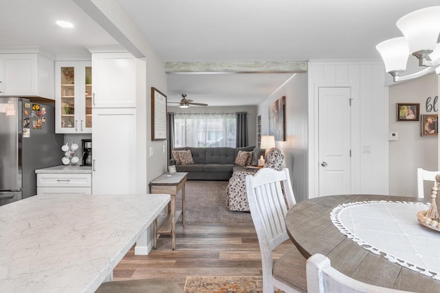 30 Highland Ave, Ripon, WI 54971 - dining area with wood finished floors and a ceiling fan