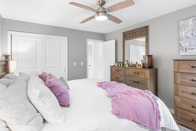 30 Highland Ave, Ripon, WI 54971 - bedroom featuring a closet and a ceiling fan