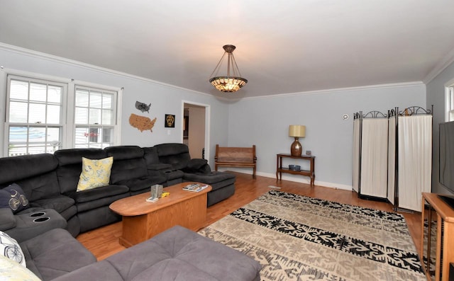 3330 S 47th St, Greenfield, WI 53219 - living room featuring crown molding and wood finished floors